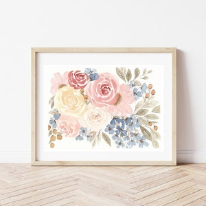 A4 Loose Floral Rose Cluster Watercolour Illustration Giclee Fine Art Print image 3