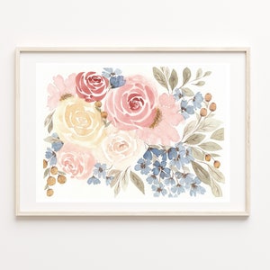 A4 Loose Floral Rose Cluster Watercolour Illustration Giclee Fine Art Print image 1