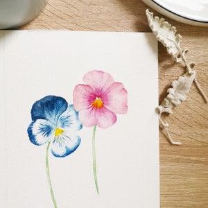 Original Watercolour Artwork Pansy image 2