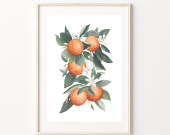 Orange Blüten Detail Gerendert Aquarell Fine Art Giclee Print, A4 Aquarell Floral Malerei