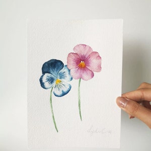 Original Watercolour Artwork Pansy image 1