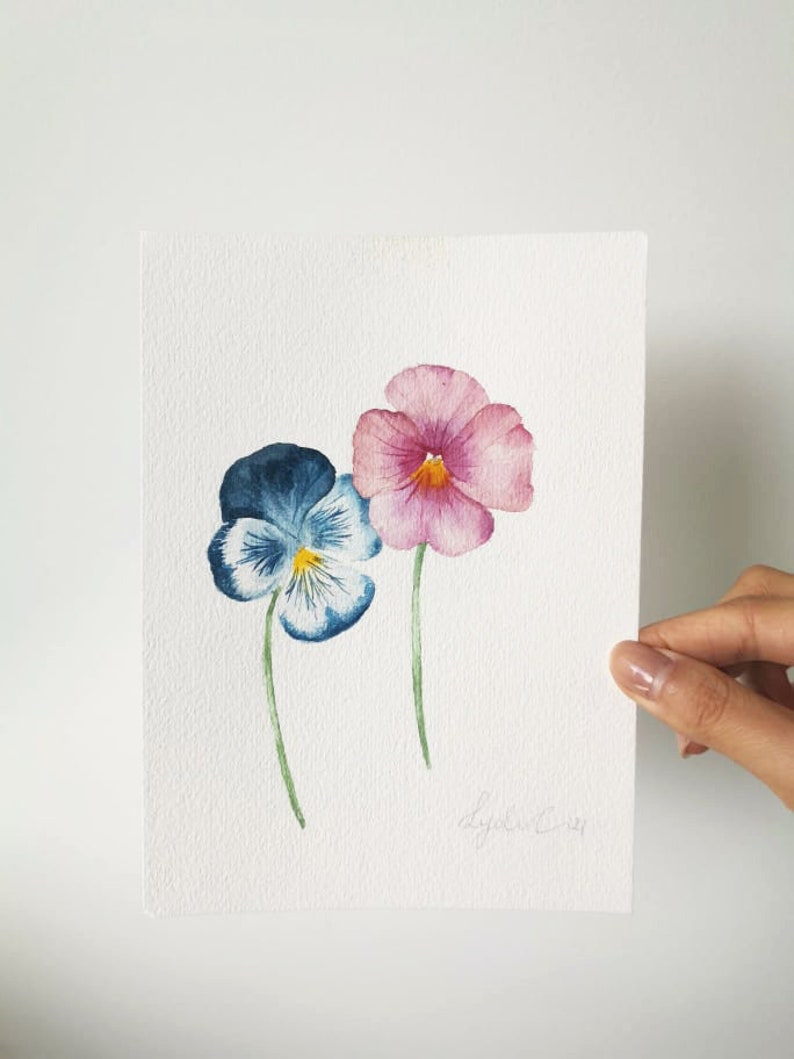 Original Watercolour Artwork Pansy image 1