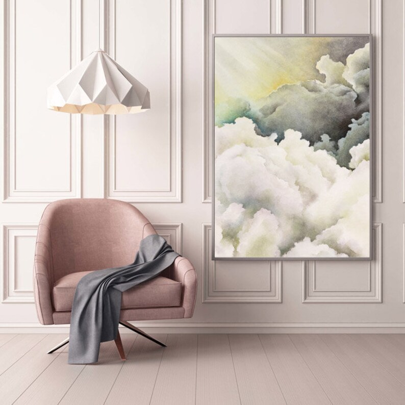 Original Cloud Watercolor Art Print. Sunrise Sky & Clouds - Etsy