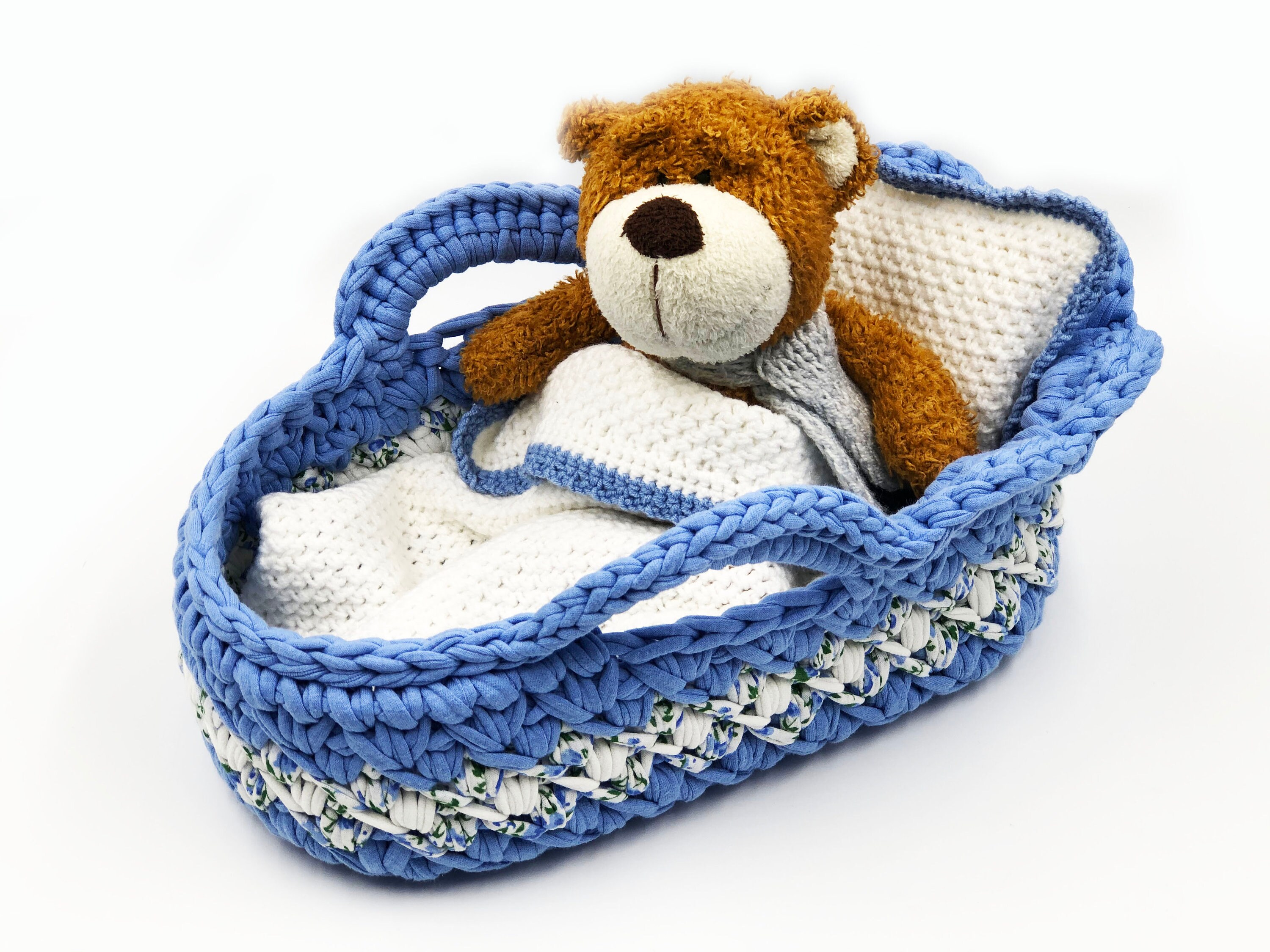 Handmade moses basket for dolls for 10 inch doll light blue Etsy