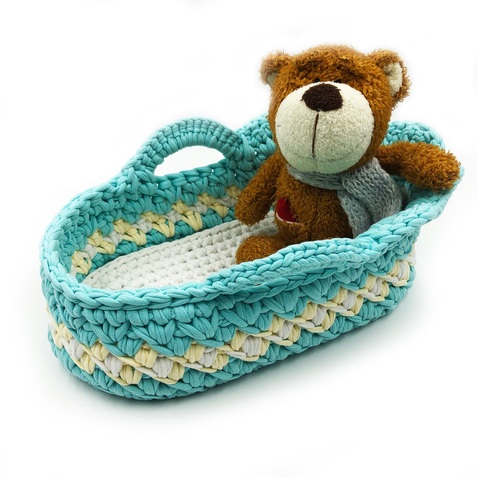 Handmade moses basket for dolls for 10 inch doll turquoise Etsy