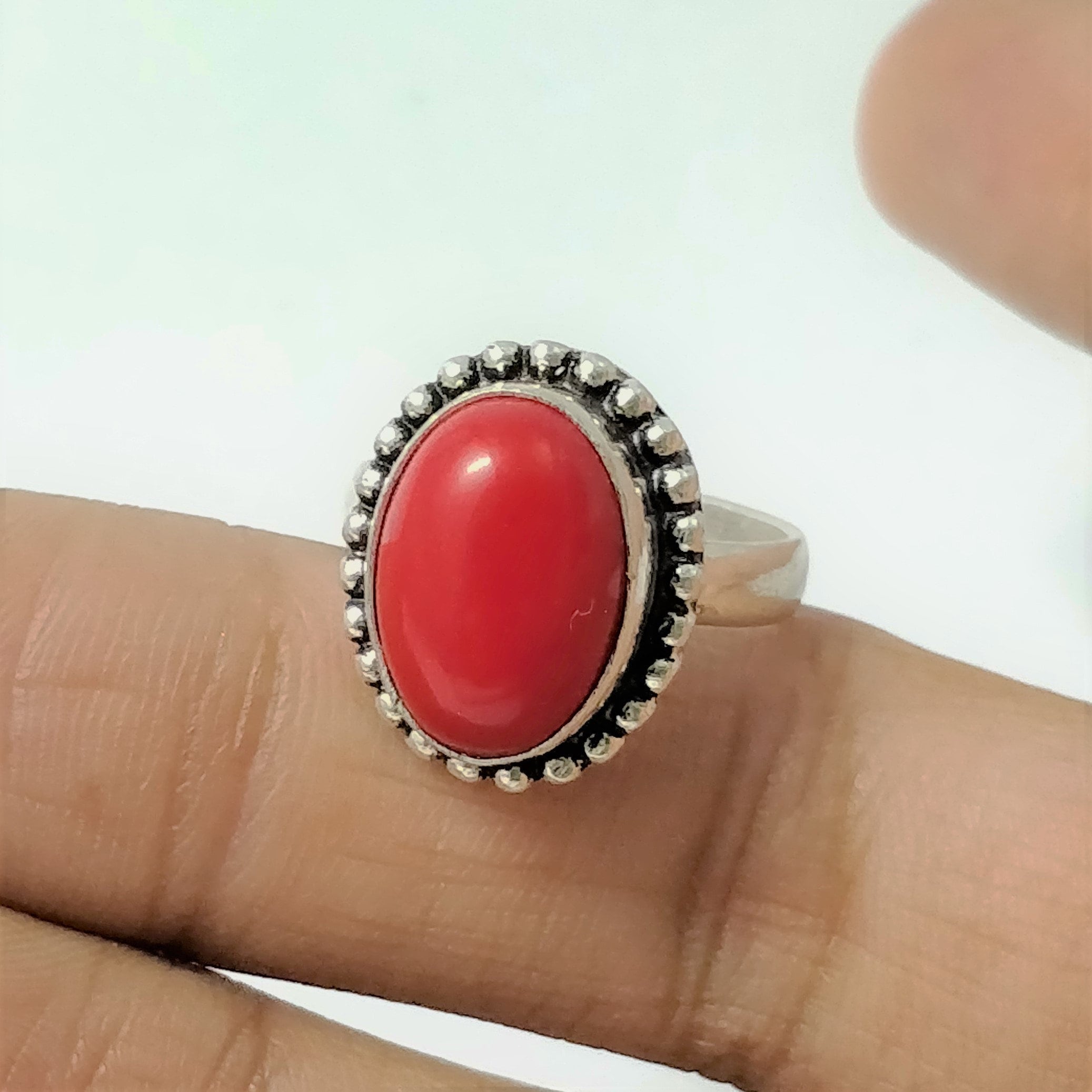 Coral Ring Coral Silver Ring Coral Ring Jewelry 925 Etsy