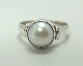 Pearl Ring, Pearl Silver Ring, Pearl Ring Jewelry, 925 Sterling Silver Midi Ring, Handmade Ring, Pearl Midi Ring, Indian Silver Ring Jewelry