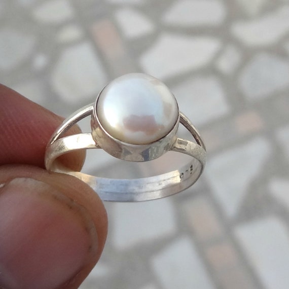 Pearl Ring, Pearl Silver Ring, Pearl Ring Jewelry, 925 Sterling Silver Midi Ring, Handmade Ring, Pearl Midi Ring, Indian Silver Ring