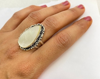 Pearl Ring, Pearl Silver Ring, Silver Pearl Ring, Engagement Silver Ring,Mother Of Pearls, Women Ring, Handmade Ring, Freshwater Pearl Ring