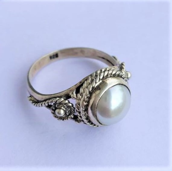 Pearl Ring,Pearl Silver Ring, Sterling Silver Ring,Freshwater Pearl Ring, Ring for Women, Christmas Jewelry Gift, Jaipur Silver Ring