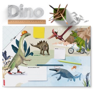 Schreibtischunterlage - Dinos, kreative Malunterlage, Geschenk zur Einschulung, Schuleinführung, Schreibtischunterlage Schulanfang