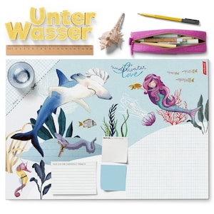 Desk pad - underwater, doodle pad for all school children, gift for enrollment, school, back to school