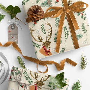 Geschenkpapier - Rentier, Weihnachtsgeschenkpapier, 3er Set für Weihnachten, Geschenke schön verpacken, Geschenkverpackung, wrapping paper