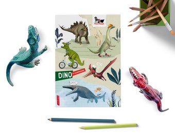 Dino stickers, sticker sheet with dinosaurs, 5 dinos in set, gift for school enrollment, stickers for invitations, souvenir dino party