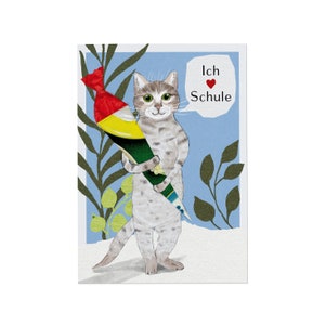 Karte - Ich liebe Schule, A6, Katze, Geschenk zur Einschulung, Schule, Schulanfang