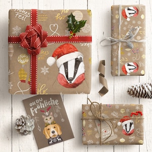 Carta da regalo - tasso, carta da regalo natalizia, set da 3 per Natale, confezionare regali meravigliosamente, confezioni regalo, carta da regalo