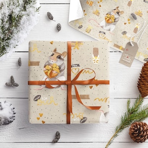 Carta da regalo: topo, carta da regalo natalizia, set da 3 per Natale, confezionare regali in modo bello, confezione regalo, carta da regalo