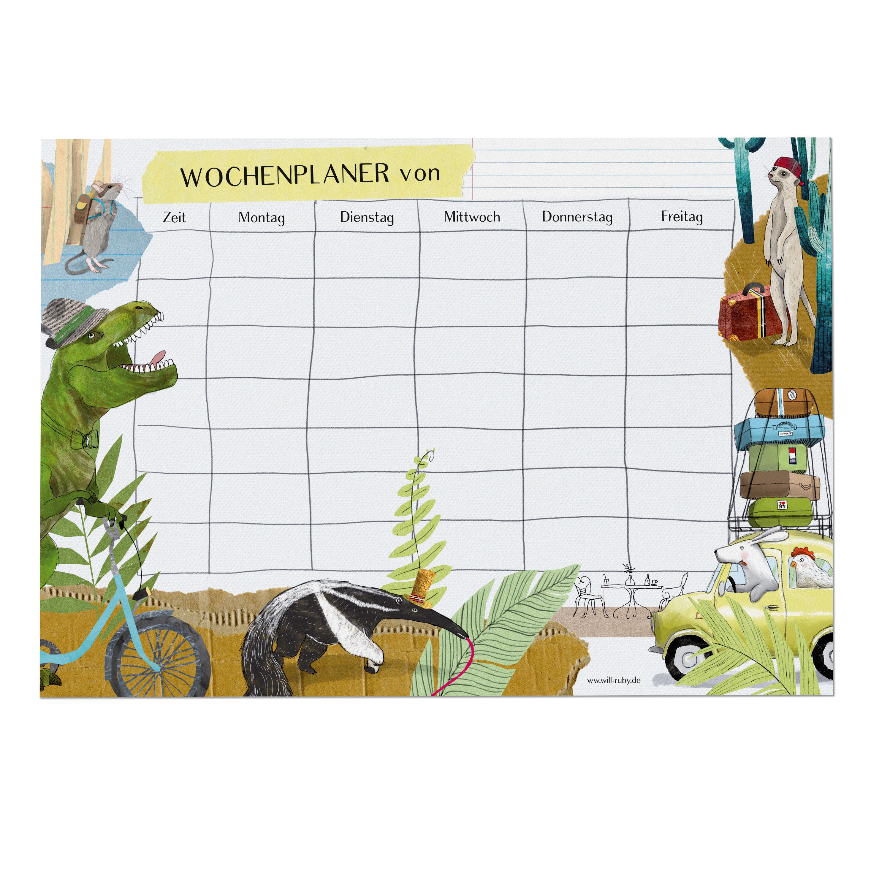 Weekly Planner T-rex, Timetable, A4, Dinosaur, Gift for Starting School,  School, Start of School - Etsy