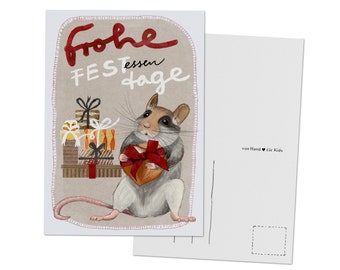 Weihnachtskarte - Maus, Grußkarte zu Weihnachten, Freude versenden, Karte A6, Weihnachten, Grüße, Grußkarte, Weihnachtskarte, Postkarte