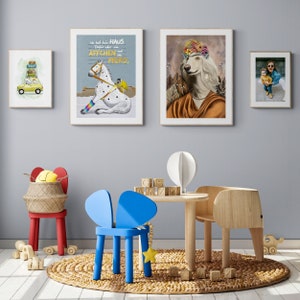 Poster - Monkey & horse, Pippi Longstocking for children&#39;s room, wall picture, wall decoration, wall design, A2