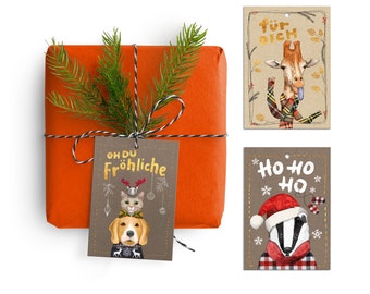 Geschenkanhänger-Set, 6 Anhänger, Geschenke schön verpacken, mit Liebe verschenken, weihnachtliche Anhänger