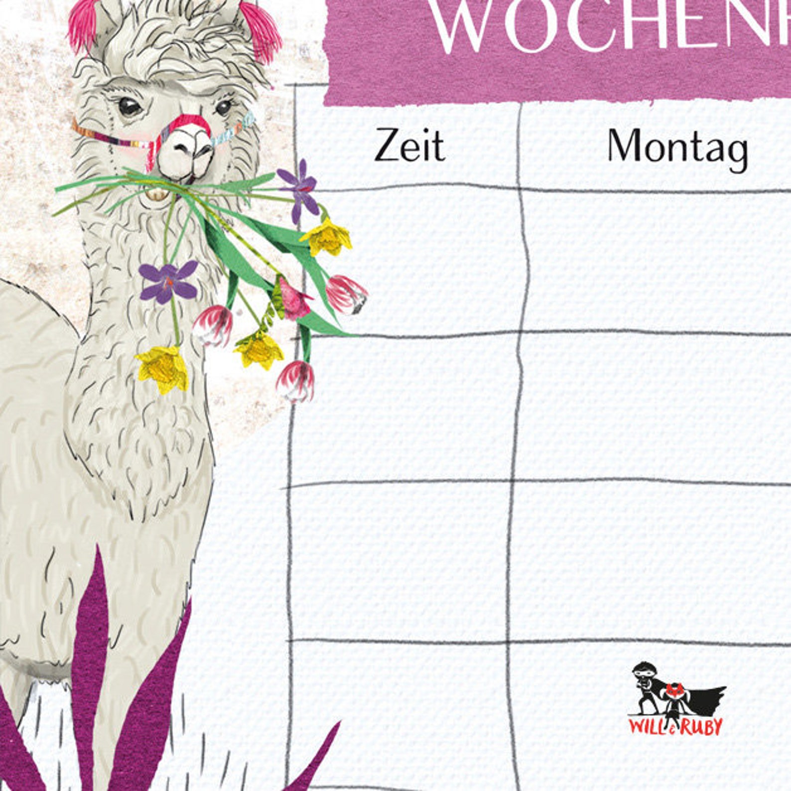 Wochenplaner Lama Stundenplan A4 Lama Geschenk zur | Etsy