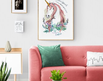 poster, unicorn, children's room, nursery, print, decoration, wall mural, A2