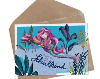 Mermaid-themed school enrollment invitation – hand-illustrated (set of 3)