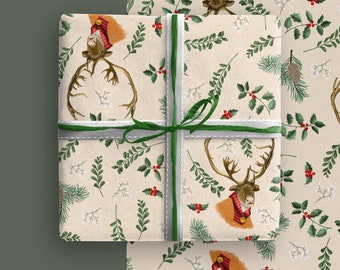 Wrapping paper - reindeer, set of 3 for Christmas, wrap gifts beautifully, Christmas gift wrap, gift wrapping, wrapping paper