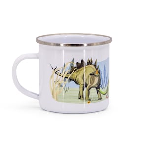 Children&#39;s mug - Dinos, enamel mug with dinosaur motif, gift for starting school and birthday, mug for children, camping mug