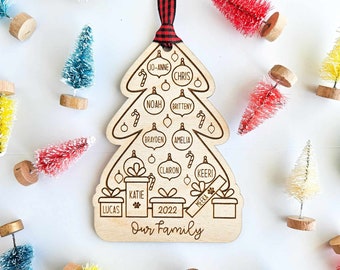Family Christmas Tree Ornament - Custom Family Member Ornament, Family Ornament, Personalized Family House Ornament, Christmas Keepsake