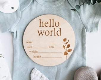 Eucalyptus Birth Announcement - Wooden Birth Announcement, Newborn Announcement, Baby Stats Sign, Hospital Stats Sign, Baby Announcement