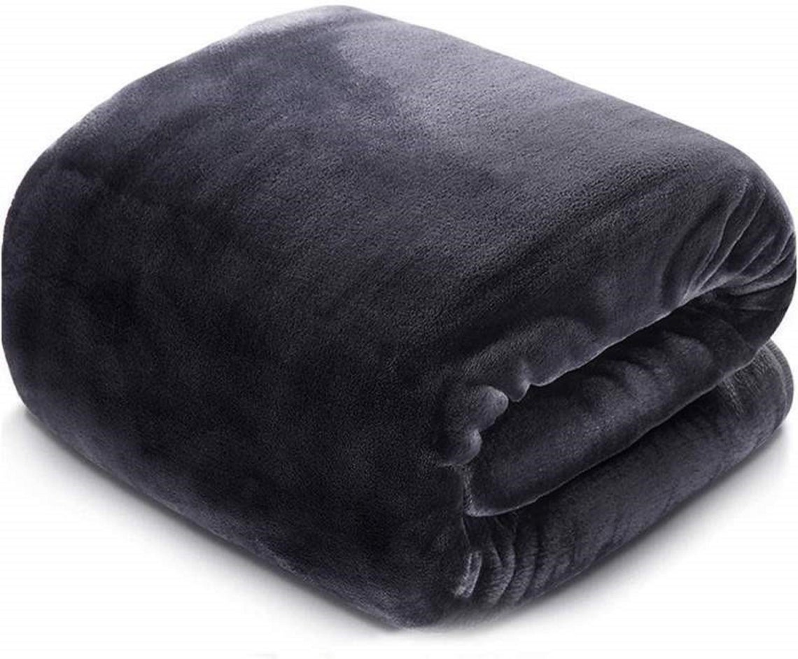 Fleece Blanket Fuzzy Soft Plush Blanket Dark Grey Etsy