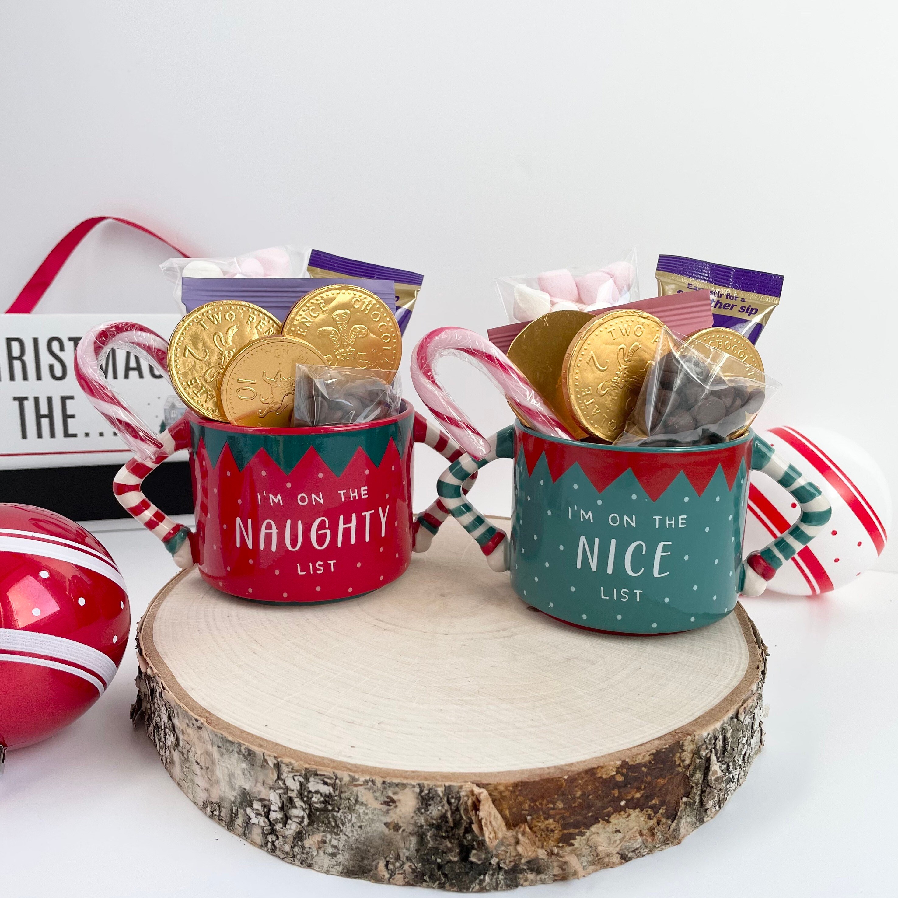 Hot Chocolate Lovers Naughty or Nice Gift Mug Set - Etsy