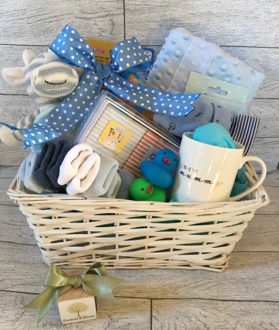 New Baby Boy filled Gift Hamper Basket for Baby shower, New Mummy,Welcome  to the world, New Parents, New Baby Gift