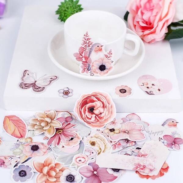 34 PCS Pastel Flowers Sticker Pack Cute Stickers Planner Sticker Vinyl Sticker Gift for her Best friend gift Laptop Stickers