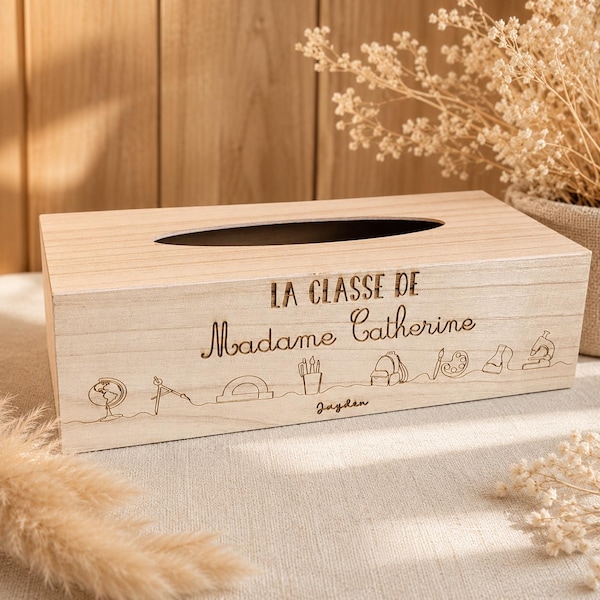 Personalized tissue box - End of school year - Gift for Teacher, Teaching Assistant, etc.