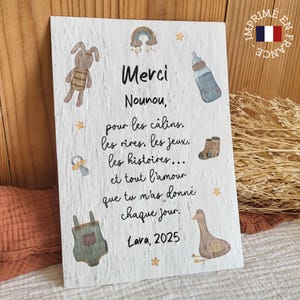 Carte à planter personnalisée - Merci - Fin d'année scolaire - Maîtresse, Nounou, Atsem...