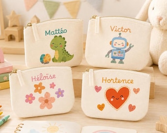 Porte-monnaie enfant personnalisé – Prénom & visuel au choix - Cadeau enfant