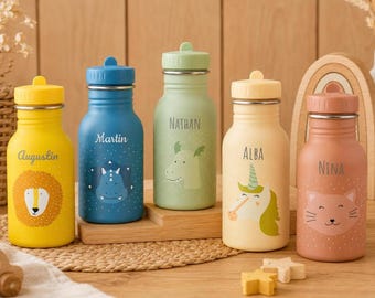 Gourde enfant Trixie - Personnalisée, gravée en France - 18 modèles disponibles : petit ou grand modèle 350ml/500ml