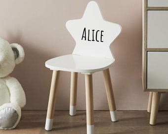 Chaise en bois enfant - Étoile blanche personnalisée