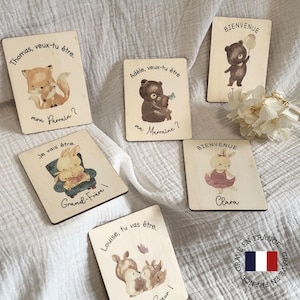 Carte en bois - Annonce naissance personnalisée