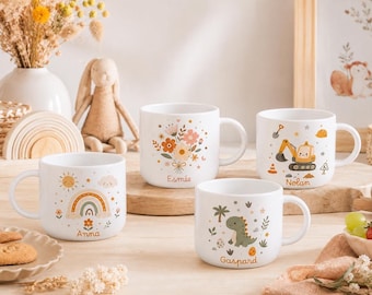 Gobelet incassable personnalisé avec anse pour enfant - 22 modèles d'illustrations disponibles - Rentrée École Crèche