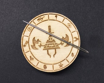 Magnetic Bill Cipher needle minder for cross stitch or embroidery | Needle keeper from Gravity Falls | Laser cut needle nanny