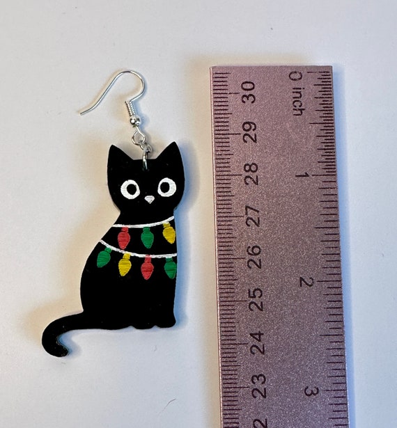 Cat christmas earrings deals
