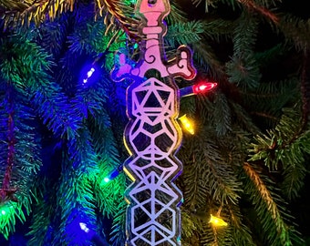 Dice Sword Holiday Ornament | dnd Christmas tree decor