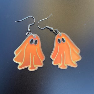 Holographic cute ghost Earrings | spooky prism halloween dangle earrings