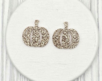 Glitter Pumpkin Earring Blanks, Acrylic Halloween Jewelry Supplies