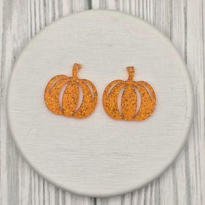 Pumpkin Earring Glitter BLANKS, Acrylic Earring Pendants, DIY Jewerly Supplies, Earring Kit, Gift for Maker, Halloween Earring Finding