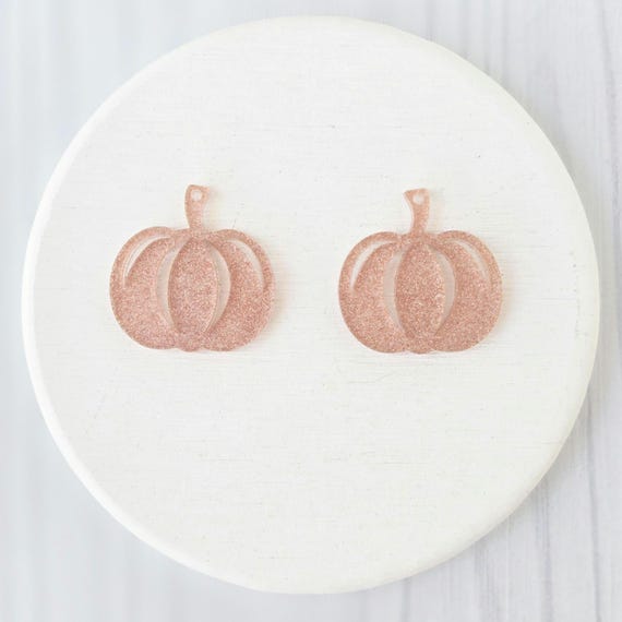 Glitter Pumpkin Earring Blanks: Bronze Acrylic DIY Jewelry